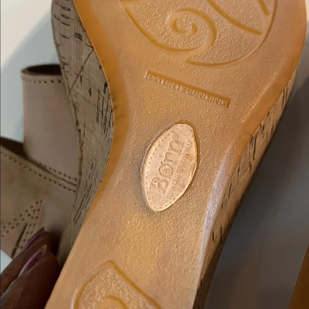Born Tan Leather Wedge Sandals Size‎ 11 M